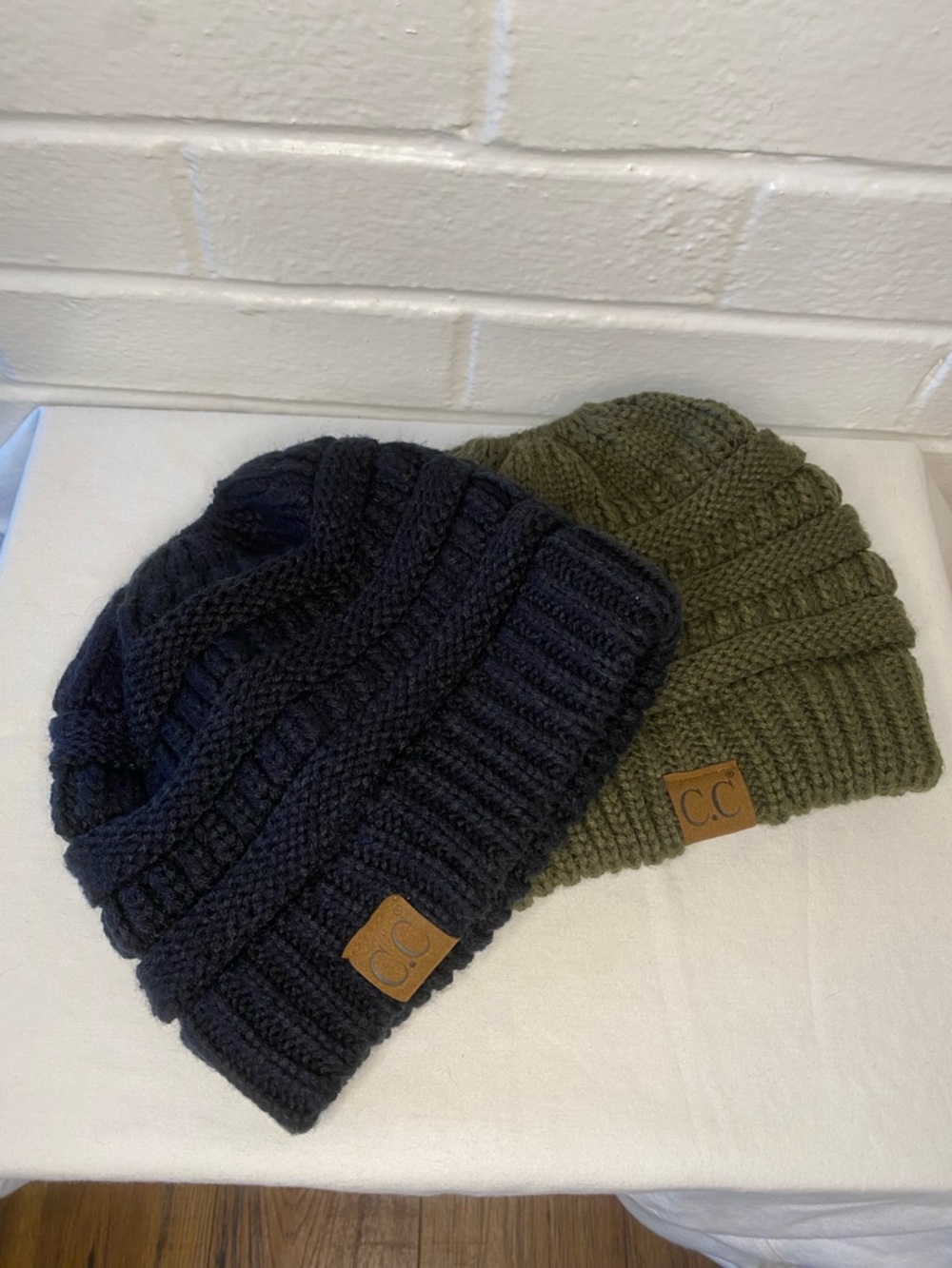 CC Classic Winter Fall Trendy Chunky Stretchy Cable Knit Ponytail Beanie Hats